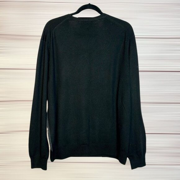 Kenneth Roberts Platinum Merino Wool Sweater Black Argyle V-neck Men’s size XL - Picture 7 of 9